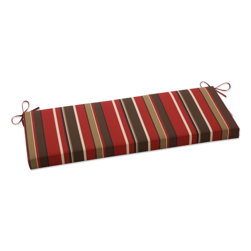 Striped Outdoor Patio Swing and Bench Cushion - 45" - Red and Brown