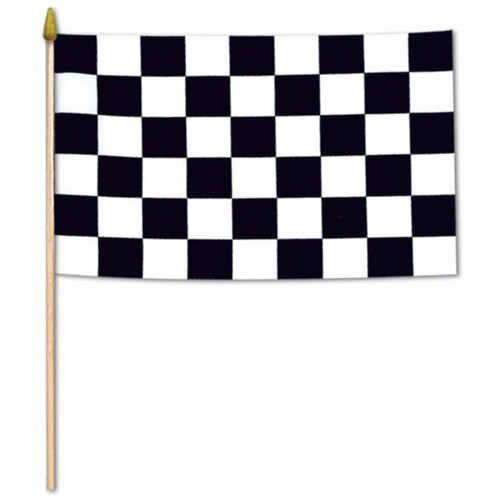 Club Pack of 12 Black and White Checkered Flag Party Decorations 22"