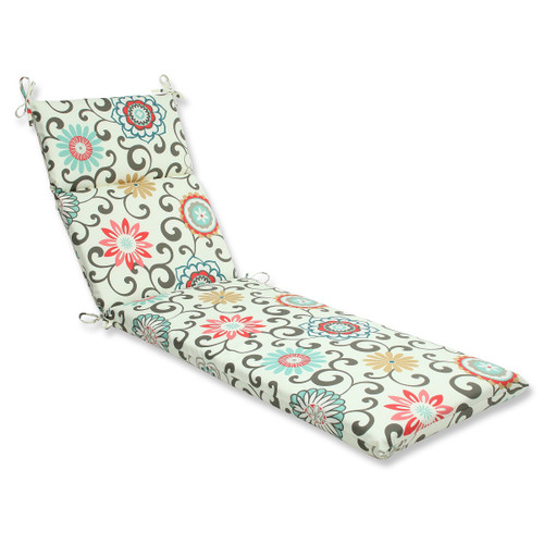 72.5" Brown and White Outdoor Patio Chaise Lounge Cushion
