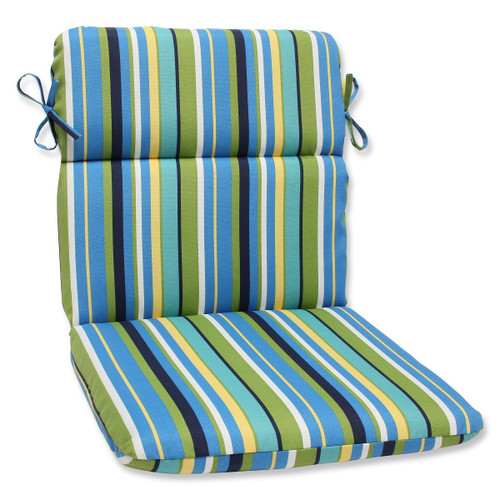 40.5" Strisce Luminose Blue and Green Striped Outdoor Patio Rounded Chair Cushion