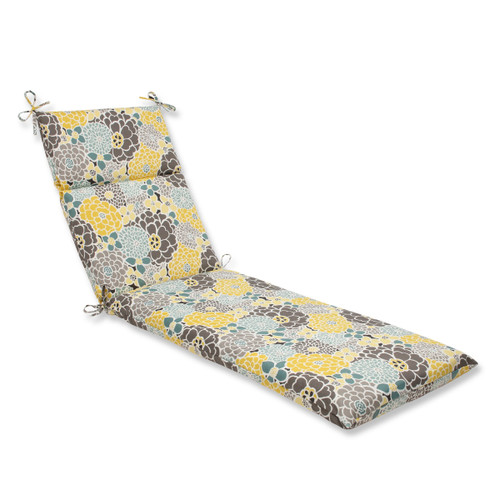 72.5" Yellow, Blue and Gray Flor Grande Decorative Outdoor Patio Chaise Lounge Cushion