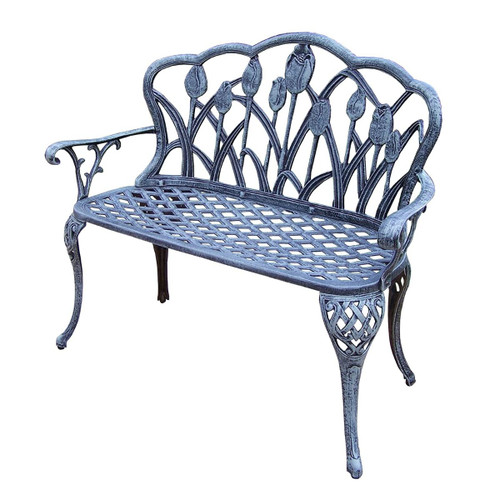 44" Bronze Oakland Tulip Hand Cast Loveseat Bench