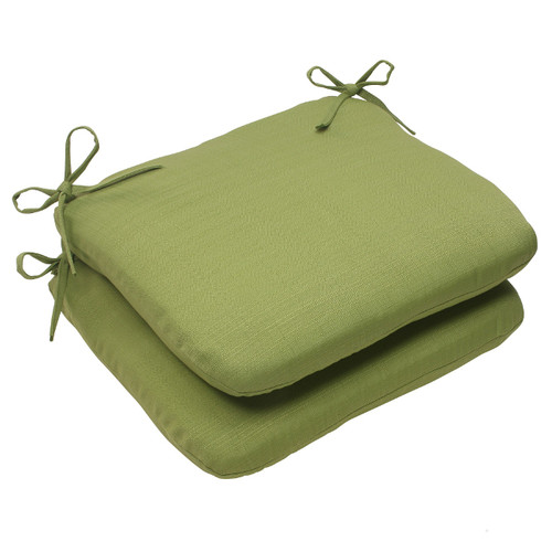 Set of 2 Olive Green Solid Outdoor Patio Rounded Seat Cushions 18.5"