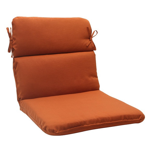 40.5" Burnt Orange Solid Outdoor Patio Rounded Chair Cushion