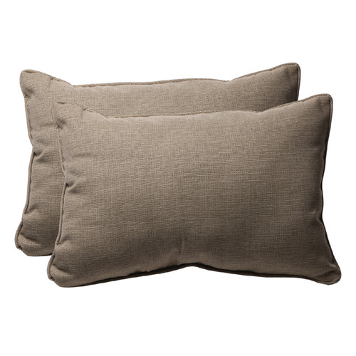 Set of 2 Taupe Brown Rectangular Outdoor Corded Throw Pillows 24.5-Inch