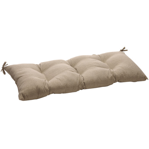 Solid Outdoor Patio Tufted Wicker Loveseat Cushion - 44" - Taupe Brown