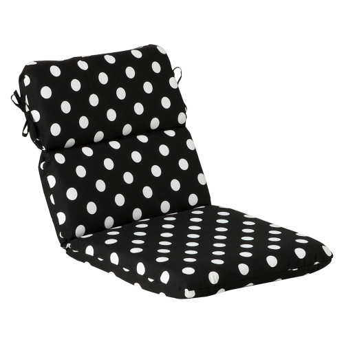 Polka Dot Outdoor Patio High Back Chair Cushion - 40.5" - Black and White