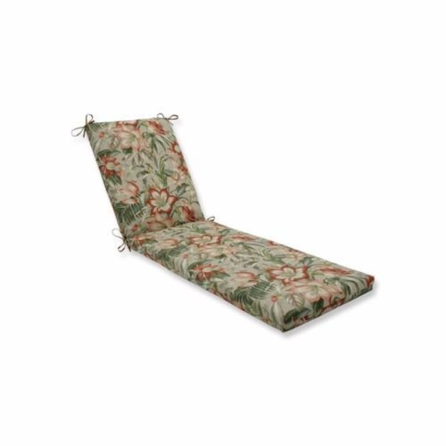 72.5" Green and Brown Floral Outdoor Patio Furniture Chaise Lounge Cushion