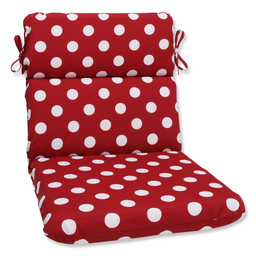 40.5" Red and White Polka Dot Outdoor Patio Corner Chair Cushion