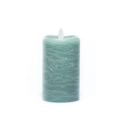 Battery Operated Flameless LED Frosted Pillar Candle - 5" - Sea Green