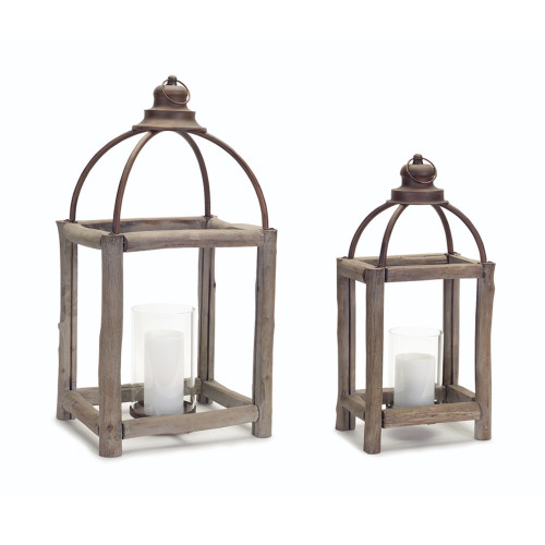 Set of 2 Rustic Open-Designed Candle Lanterns 26" - Tasteful Naturalism for Indoor or Outdoor Decor