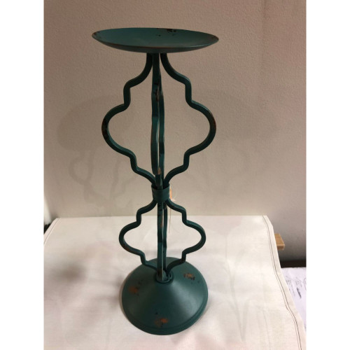 14" Green and Brown  Traditional Pillar Candle Holders