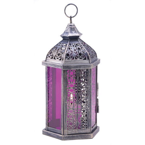 Enchanted Candle Lantern - 11.5" - Silver and Purple