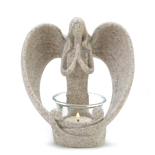 Desert Angel Candle Holder - 6.5" - Beige and Clear