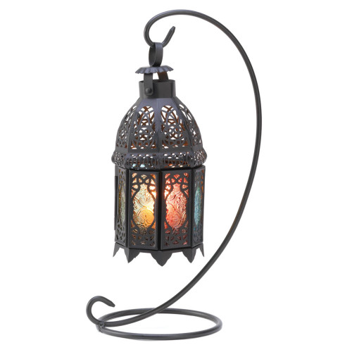 Moroccan Style Candle Lantern Stand - 13" - Black