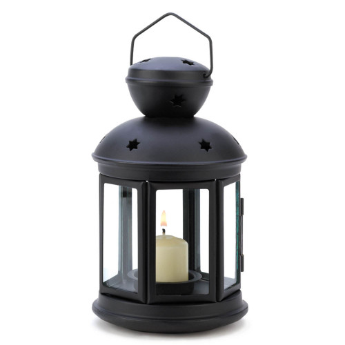 Colonial Candle Lantern - 9.5" - Black and Clear