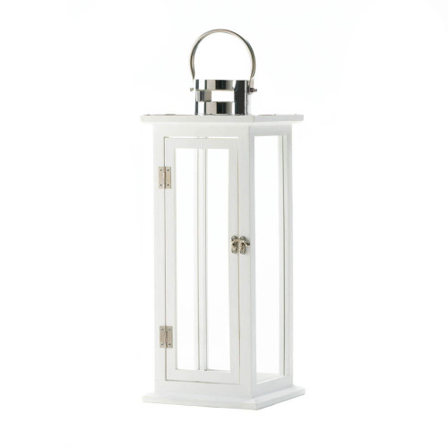 Contemporary Candle Lantern - 21.25" White and Clear - Illuminate Your Abode Graciously