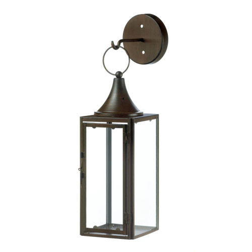 Contemporary Gatehouse Hanging Candle Lantern - 13.25" Brown - Warm Radiance for Home Decor