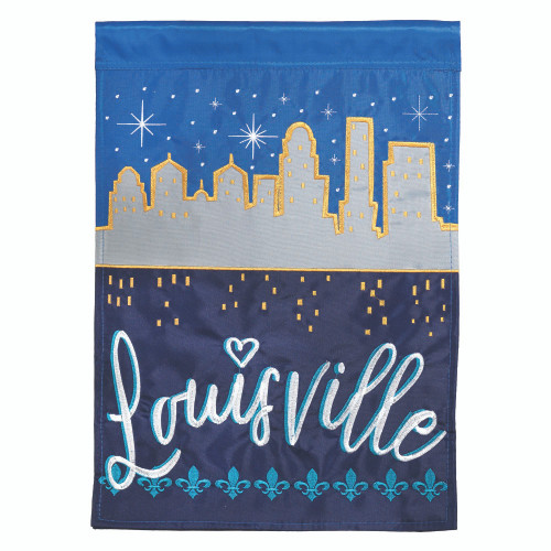 Blue and White Louisville Double Applique Outdoor Garden Flag 18" x 13"