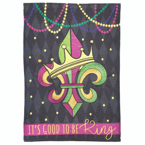 Crowned Fleur-De-Lis Double Applique Outdoor Garden Flag - 18" x 13"