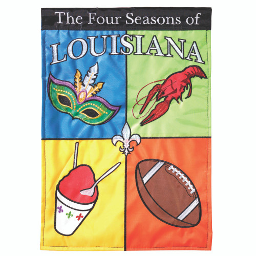 Blue and Green Double Applique "The Four Seasons of LOUISIANA" Outdoor House Flag 42"x29"