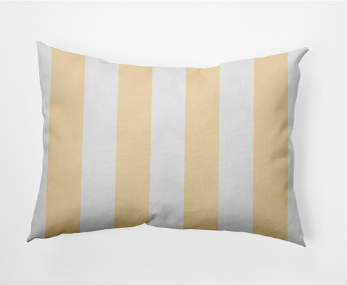 14" x 20" Yellow and White Vertical Stripes Outdoor Throw Pillow