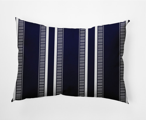 14" x 20" Blue and White Dashing Stripe Outdoor Throw Pillow