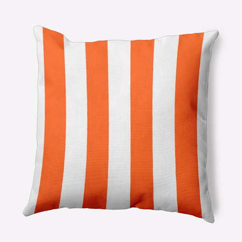 18" x 18" Orange and White Vertical Stripes Outdoor Throw Pillow