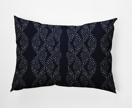 14" x 20" Blue and White Dotted Decor Rectangular Outdoor Throw Pillow