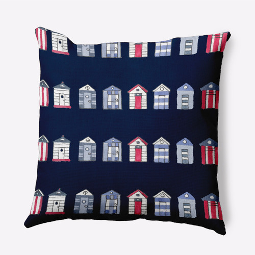 Grain Sack Outdoor Throw Pillow - 16" - Navy Blue and White