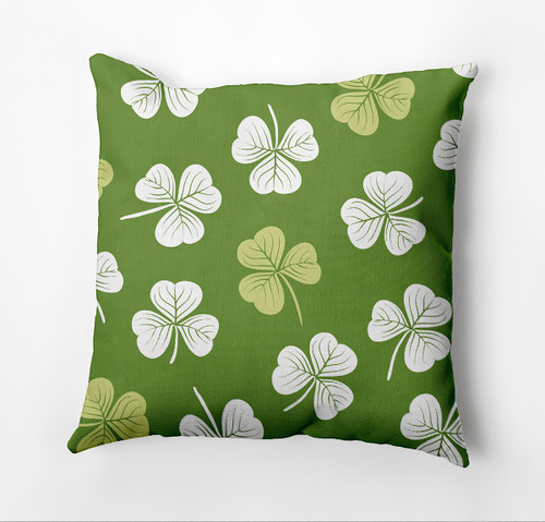 16" x 16" Green and White Lucky Outdoor Throw Pillow