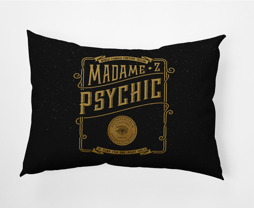 14" x 20" Jet Black and Yellow 'Madame Z Psychic' Outdoor Throw Pillow - Down Alternative Filler
