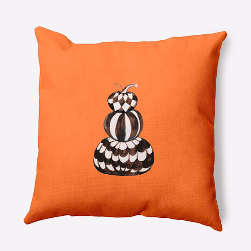 18" x 18" Orange and Black Pumpkin Stack Outdoor Throw Pillow