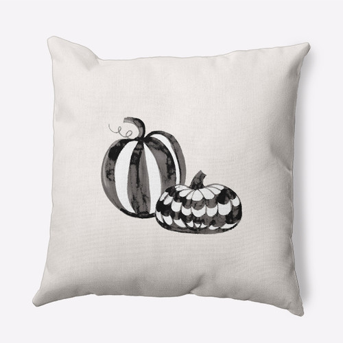 20" x 20" Ivory and Black Pumpkin Duo Outdoor Throw Pillow