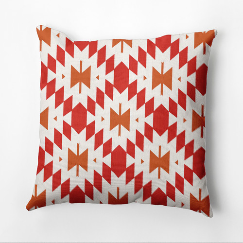 16" x 16" Red and Orange Geo Craze Outdoor Throw Pillow