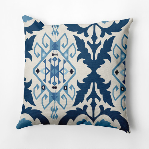 Fancy Design Outdoor Throw Pillow - 16" - Steel Blue and White