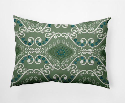 14" x 20" Green and Blue Illuminate Rectangular Outdoor Throw Pillow