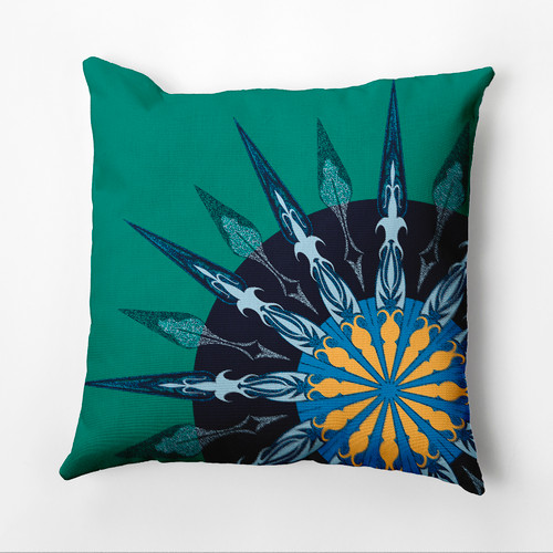 16" x 16" Green and Blue Sailor's Delight Outdoor Throw Pillow