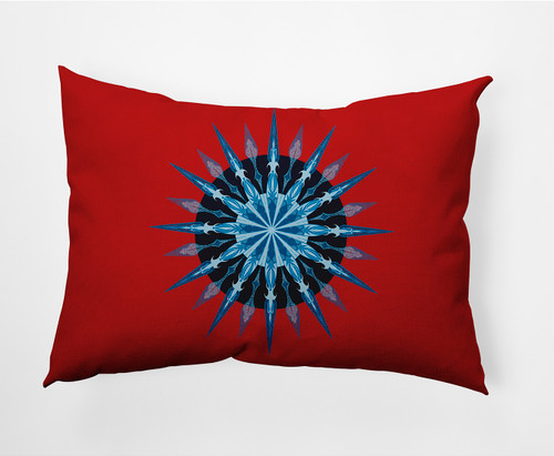 14" x 20" Red and Blue Sea Wheel Rectangular Outdoor Throw Pillow