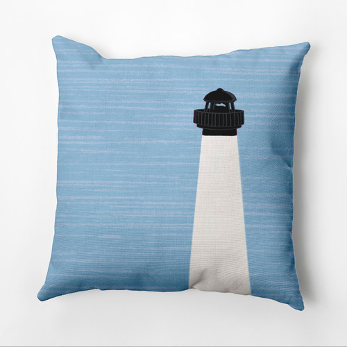 20" x 20" Blue and White Light House Outdoor Throw Pillow
