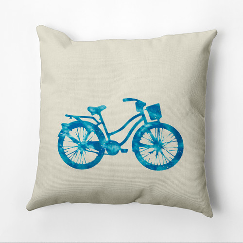 18" x 18" White and Blue Life Cycle Outdoor Throw Pillow