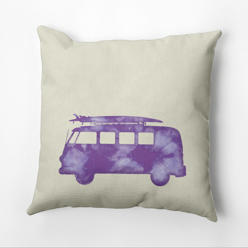 16" x 16" White and Purple Van Outdoor Throw Pillow