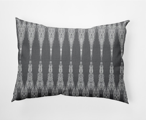 14" x 20" Gray and White Canterbury Geometric Rectangular Outdoor Throw Pillow