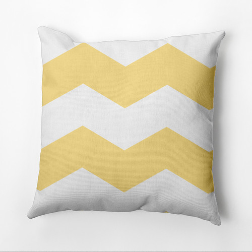 20" x 20" Yellow and White Bold Chevron Outdoor Throw Pillow