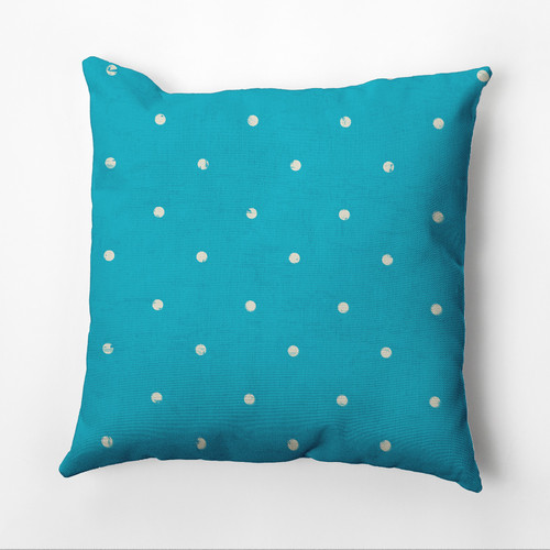 20" x 20" Blue and White Polka Dots Outdoor Throw Pillow