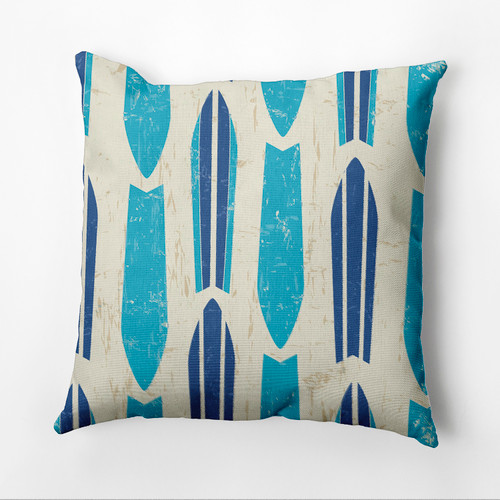 16" x 16" Blue and Beige Dean Outdoor Throw Pillow