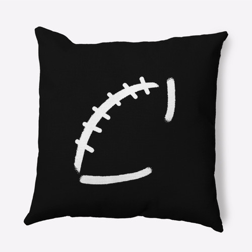 18" x 18" Black and White Football Outdoor Throw Pillow