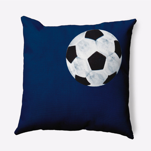 16" x 16" Blue and White Soccer Ball Square Outdoor Throw Pillow