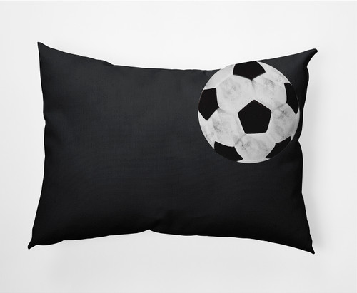 14" x 20" Gray and White Soccer Ball Rectangular Outdoor Throw Pillow
