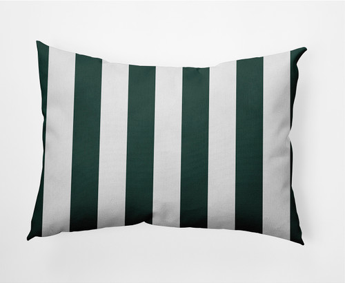 14" x 20" Green and White Rugby Stripe Outdoor Throw Pillow
